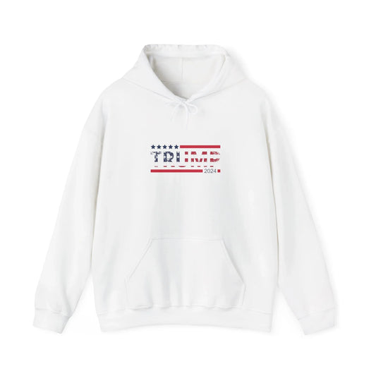 Patriotic Presidential Star Hoodie — Red White Flag Text Design