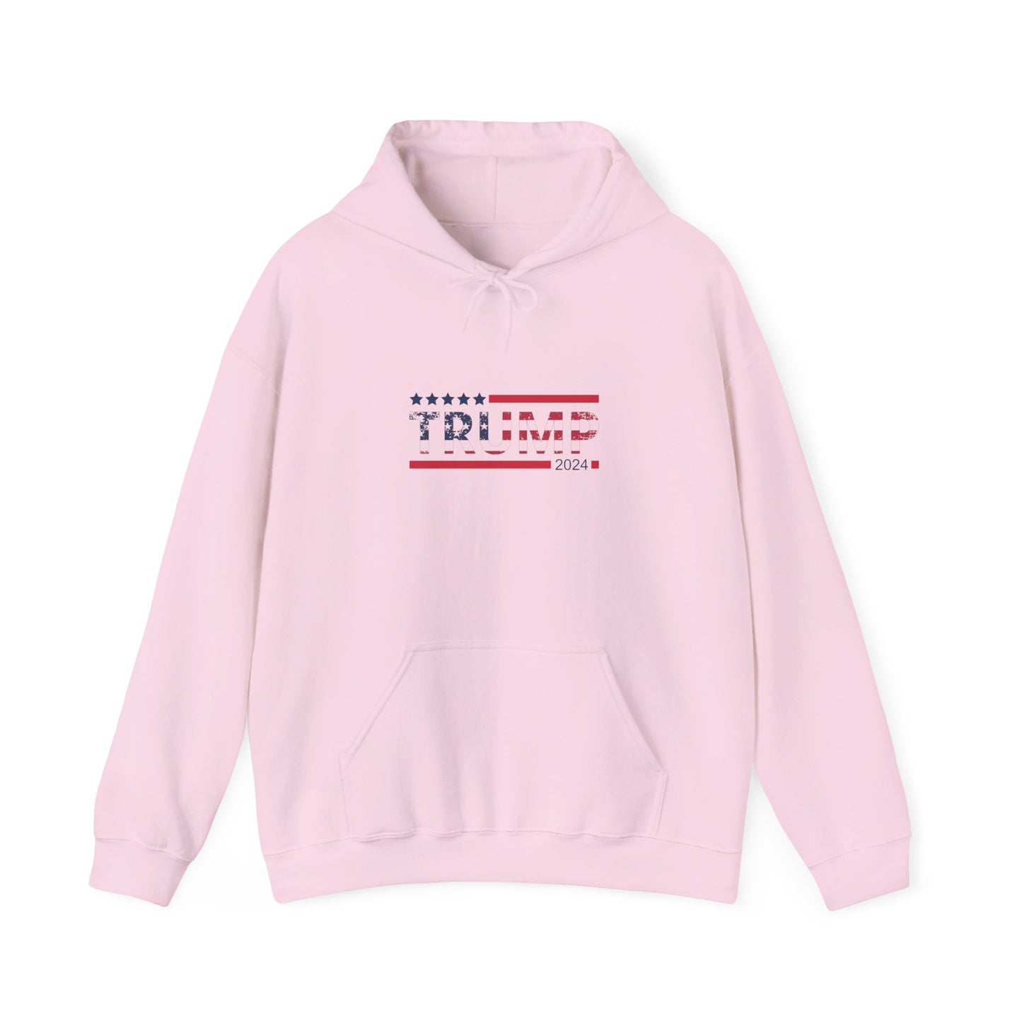 Patriotic Presidential Star Hoodie — Red White Flag Text Design