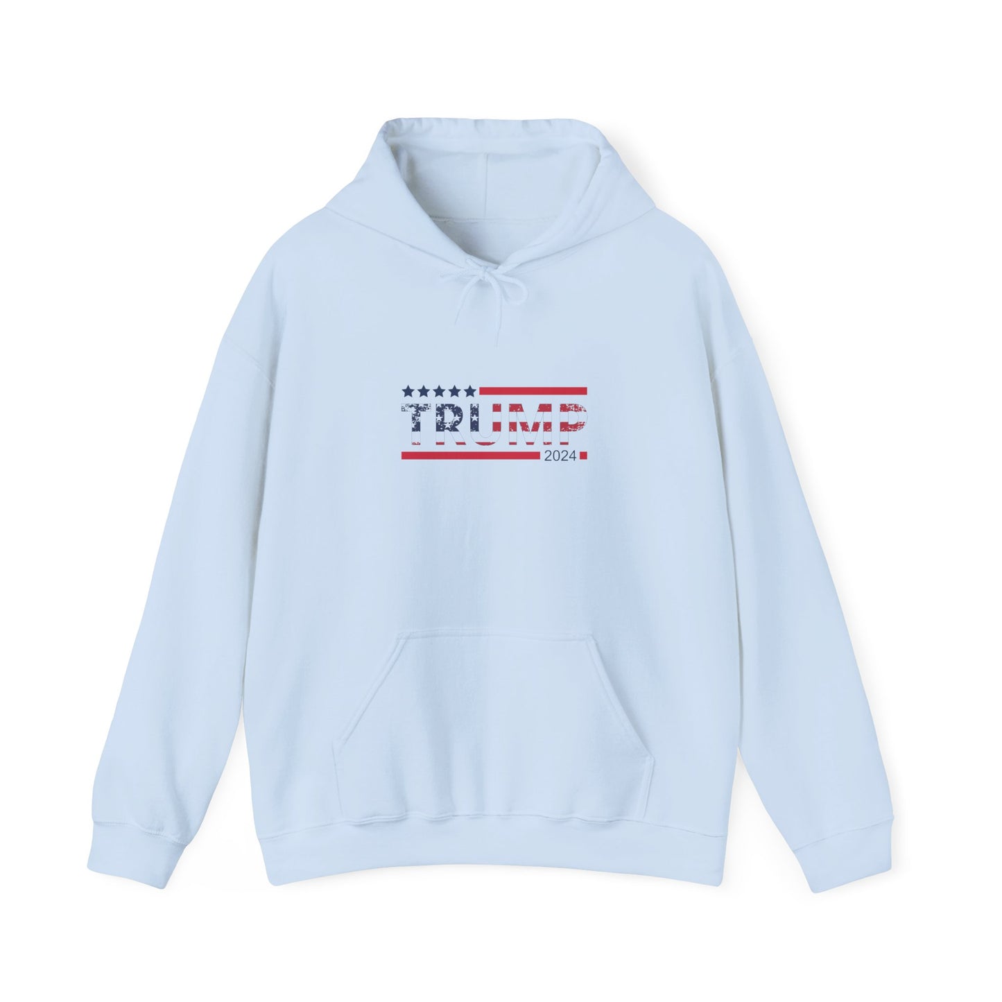 Patriotic Presidential Star Hoodie — Red White Flag Text Design