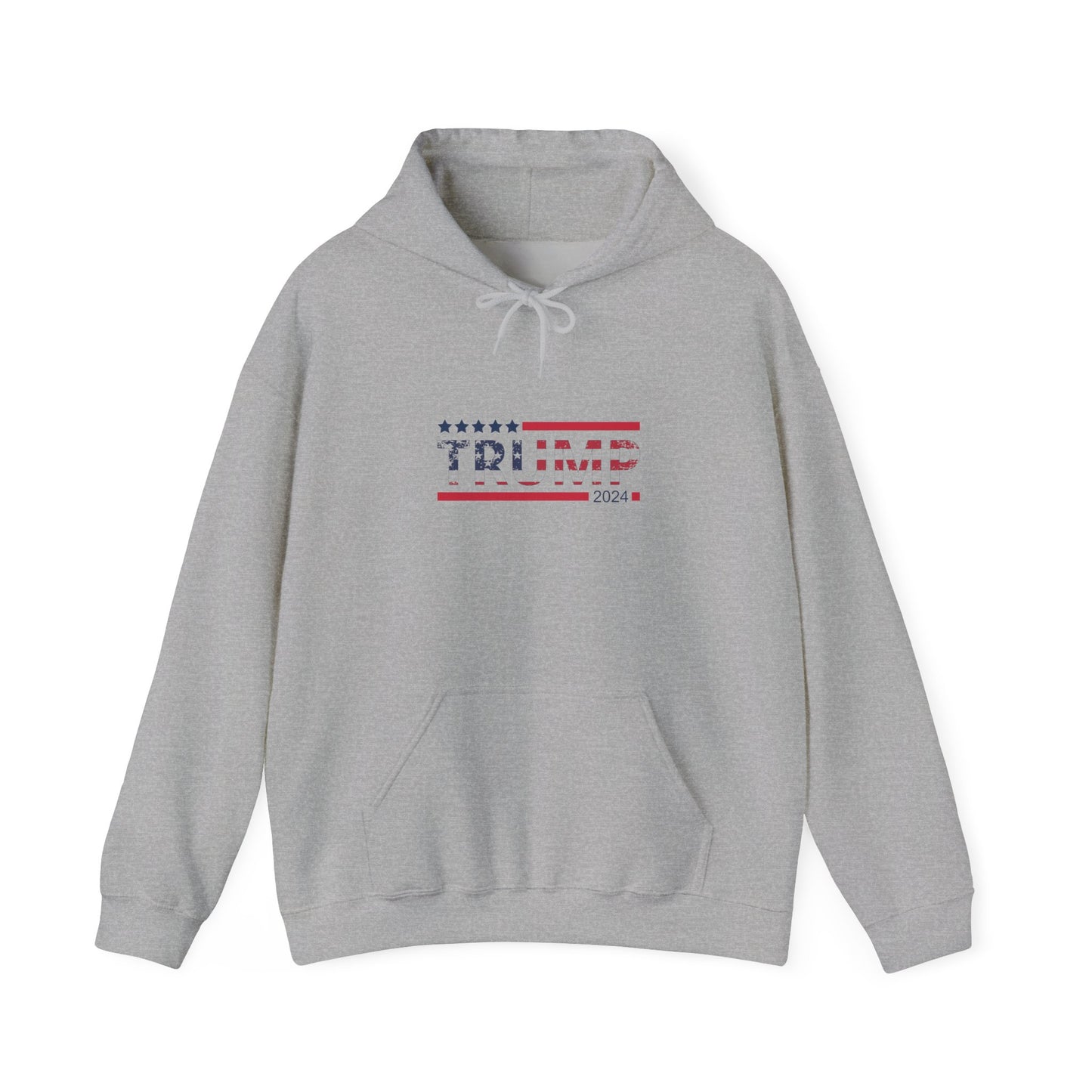 Patriotic Presidential Star Hoodie — Red White Flag Text Design