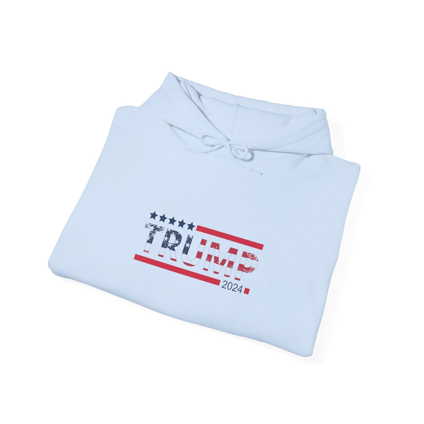 Patriotic Presidential Star Hoodie — Red White Flag Text Design