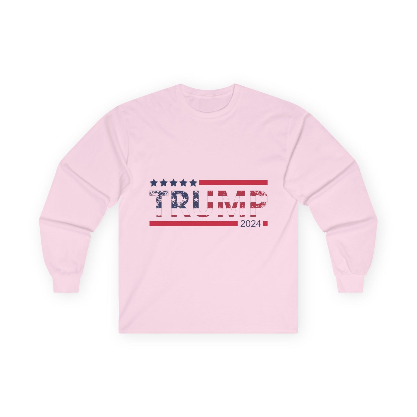 Political Long Sleeve Tee — 'Trump 2024' Flag Front & 'White Skin Right Skin' Back