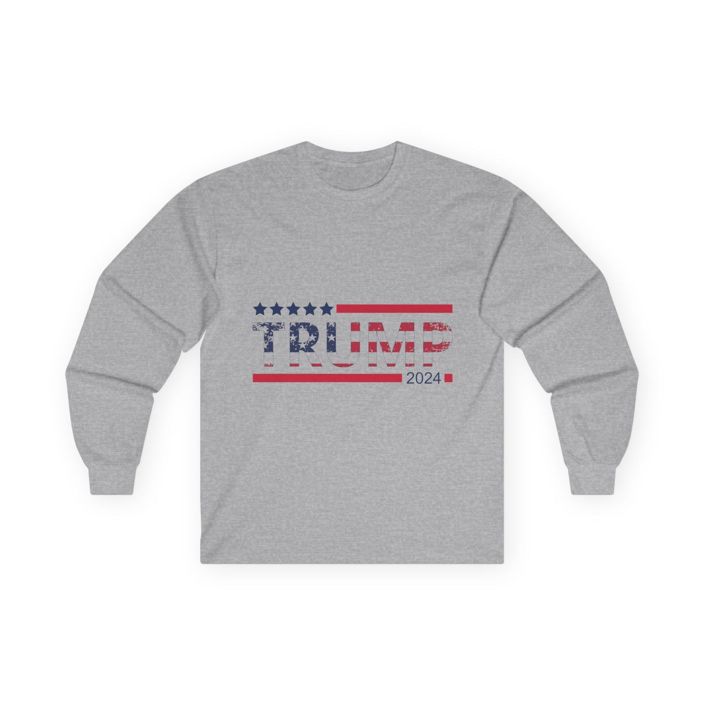 Political Long Sleeve Tee — 'Trump 2024' Flag Front & 'White Skin Right Skin' Back