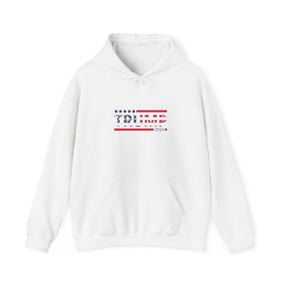 Patriotic Presidential Star Hoodie — Red White Flag Text Design