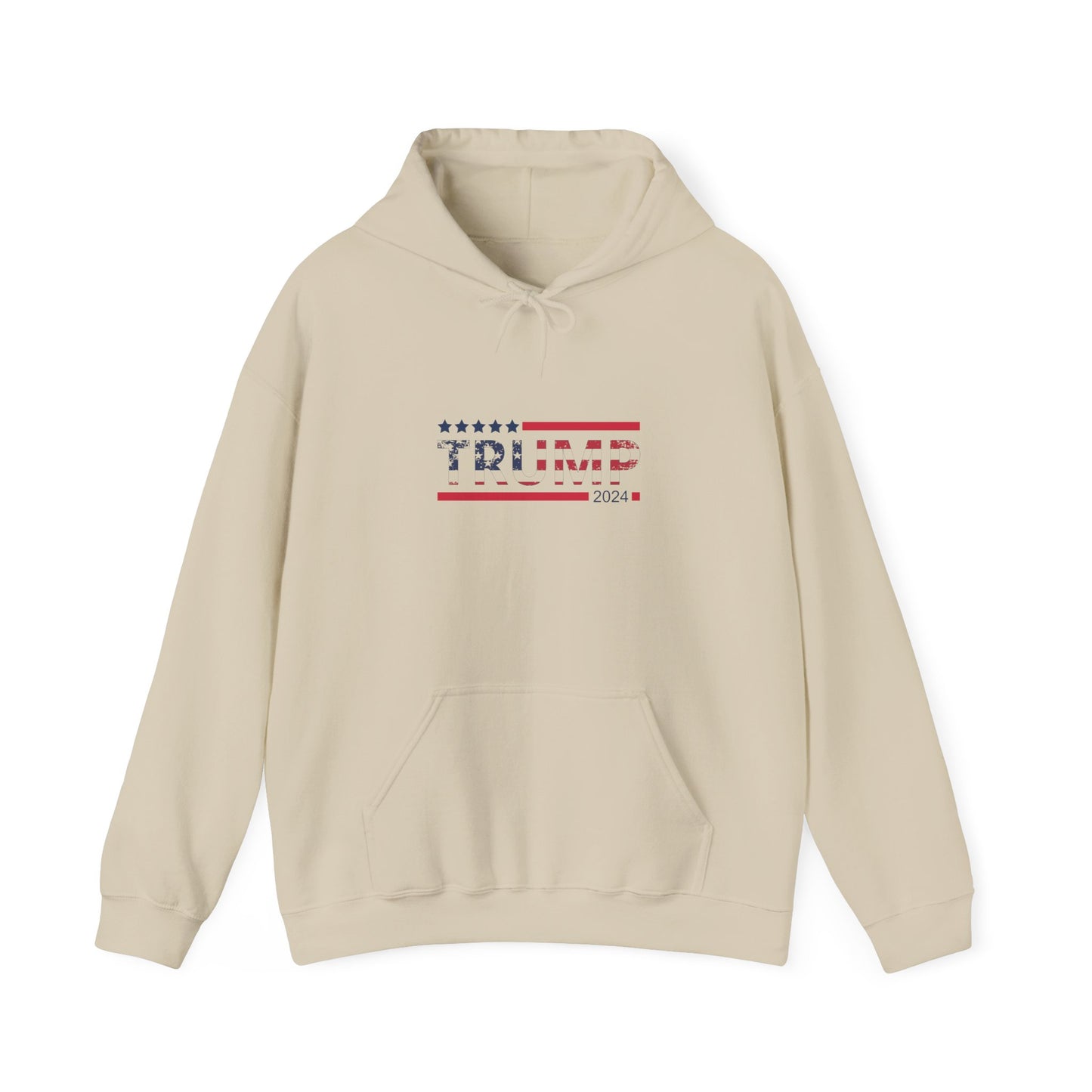 Patriotic Presidential Star Hoodie — Red White Flag Text Design