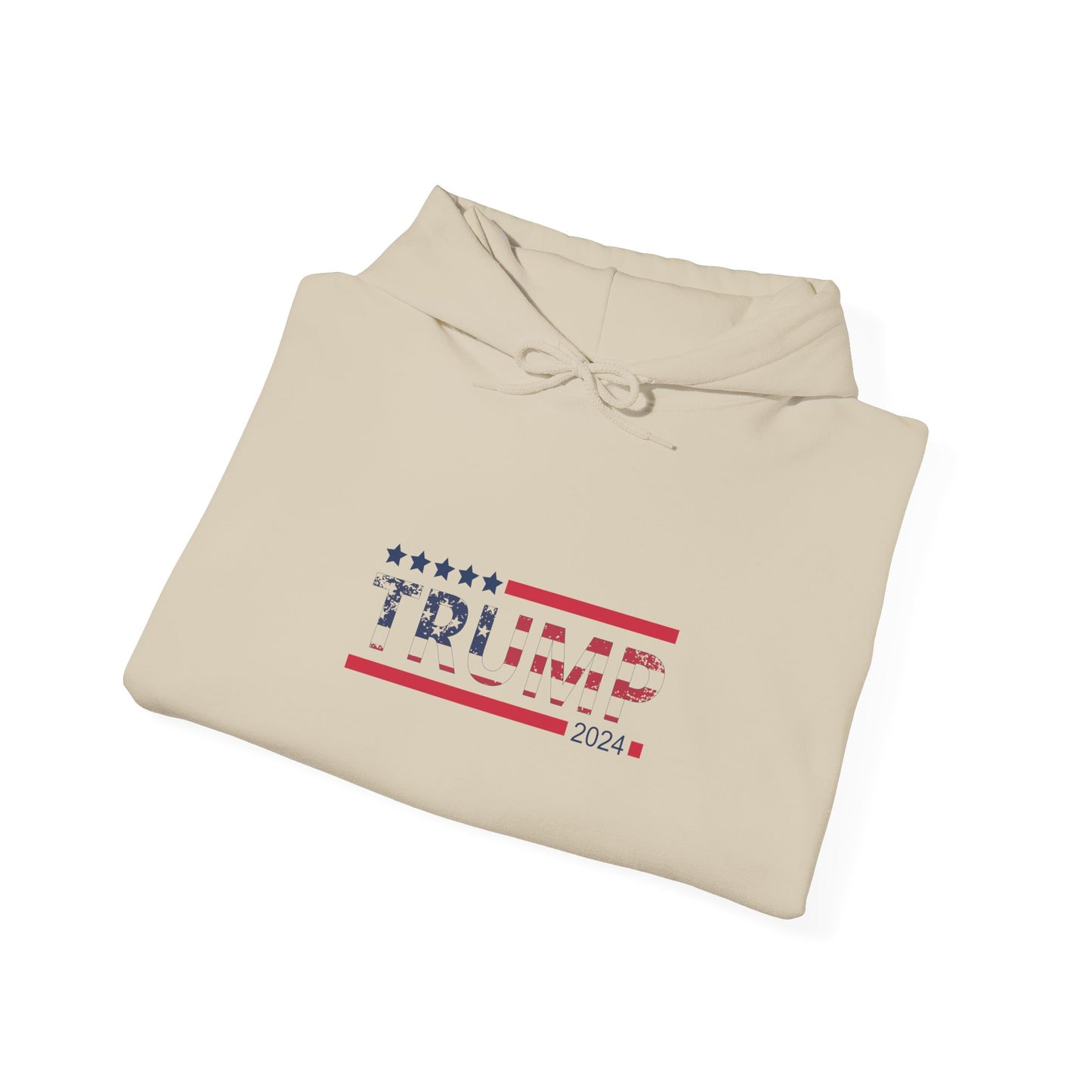 Patriotic Presidential Star Hoodie — Red White Flag Text Design